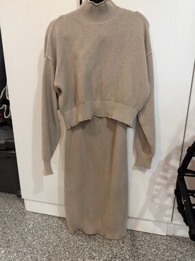 Free People Beige Knit Two-Piece Sweater Set